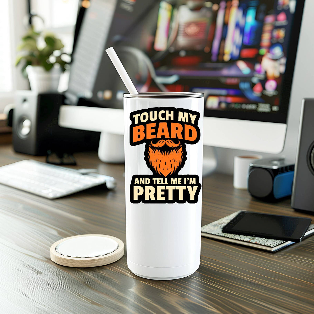 Touch My Beard Vinyl Sticker