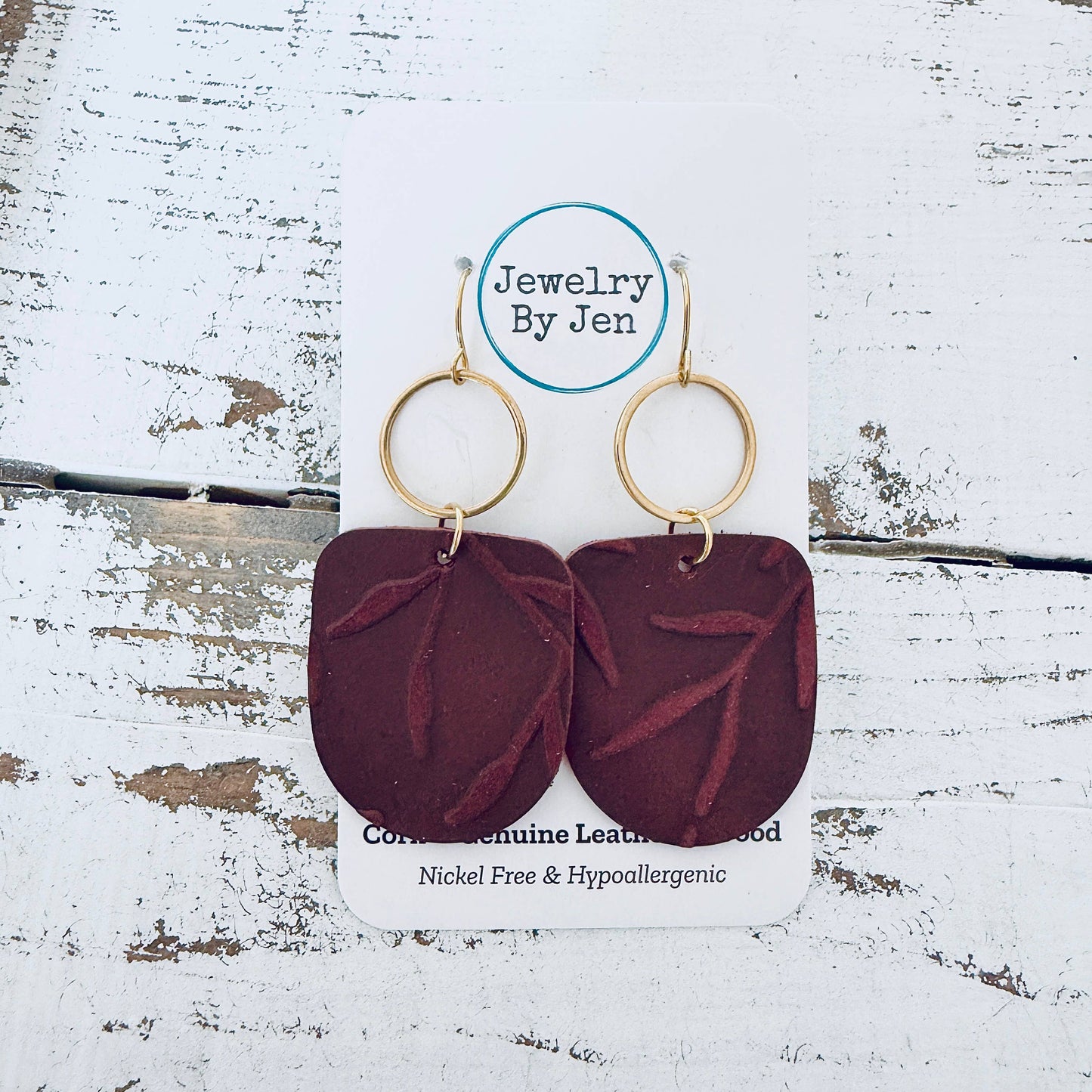 Burgundy Vines Boho Dangle Earrings