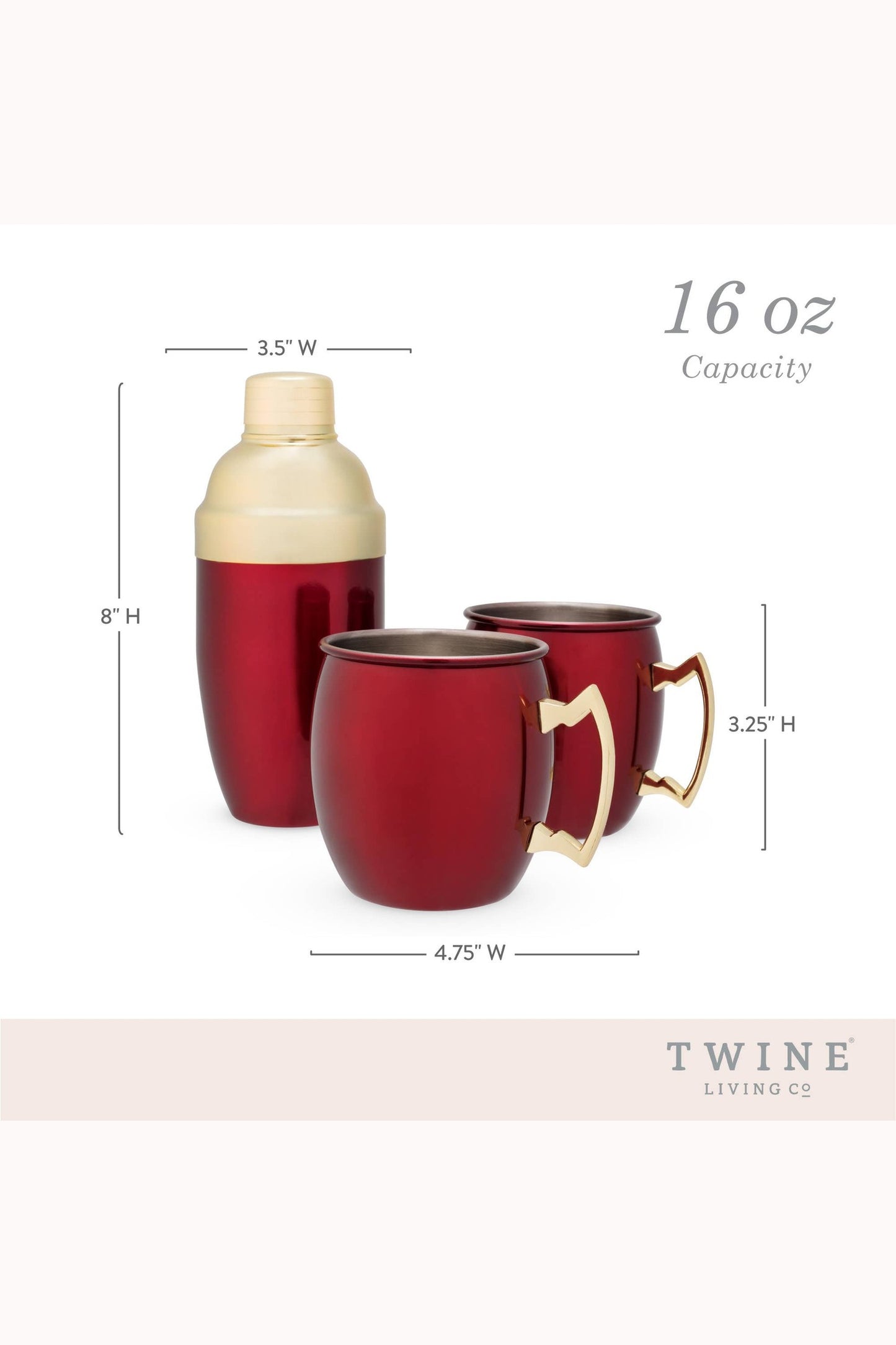 Mule Set - Red and Gold Plated Shaker and Moscow Mule Mugs