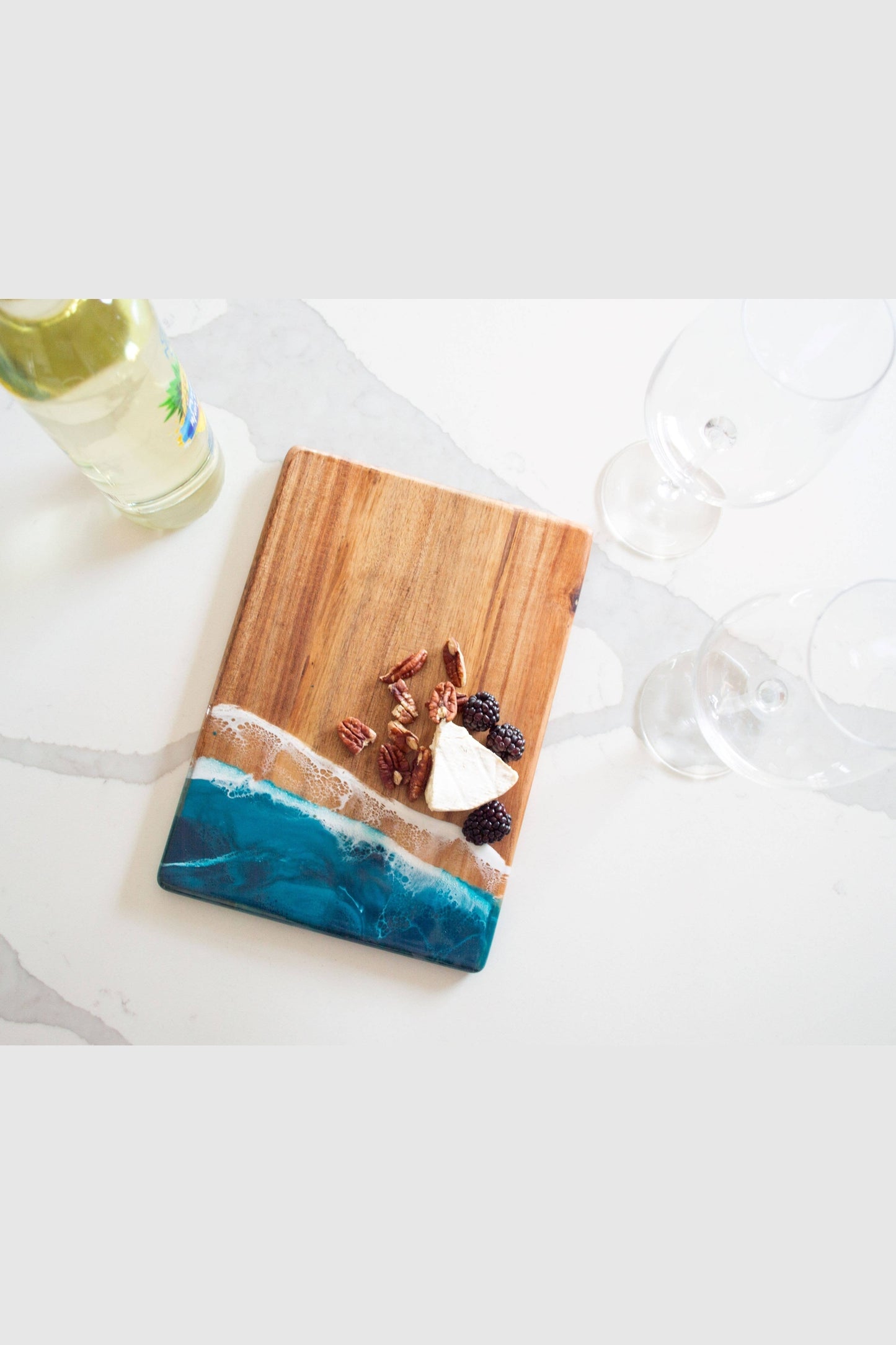 Wood Resin Date Night Cheese Charcuterie Board - Gold Quartz