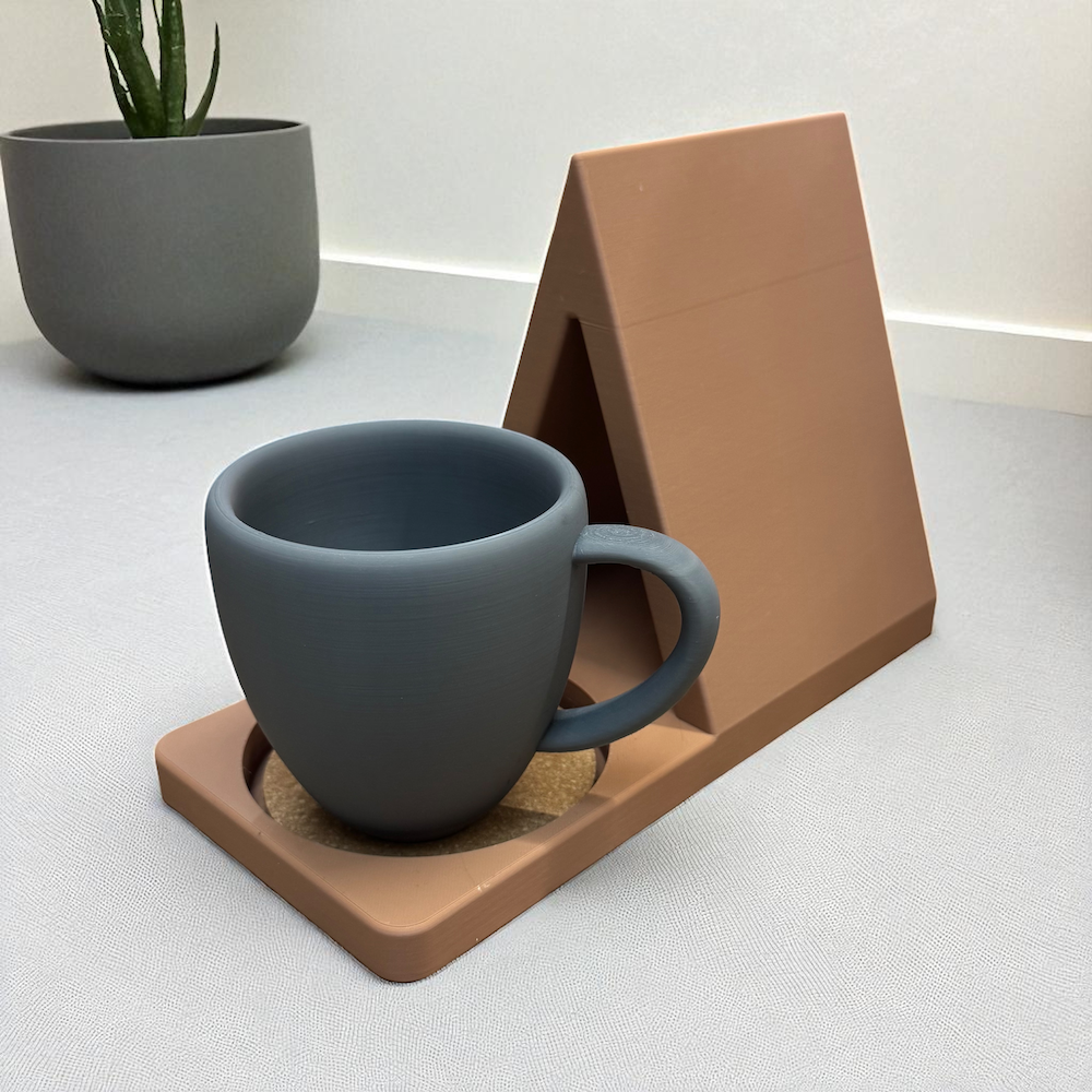 Book Stand Place Holder with Coaster: Gray