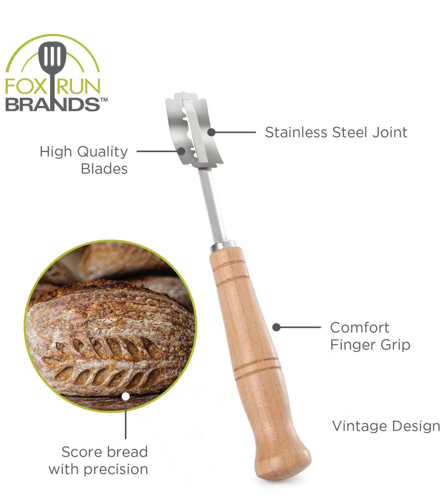 Fox Run Stainless Steel Bread Lame With Handle, 15 Blades