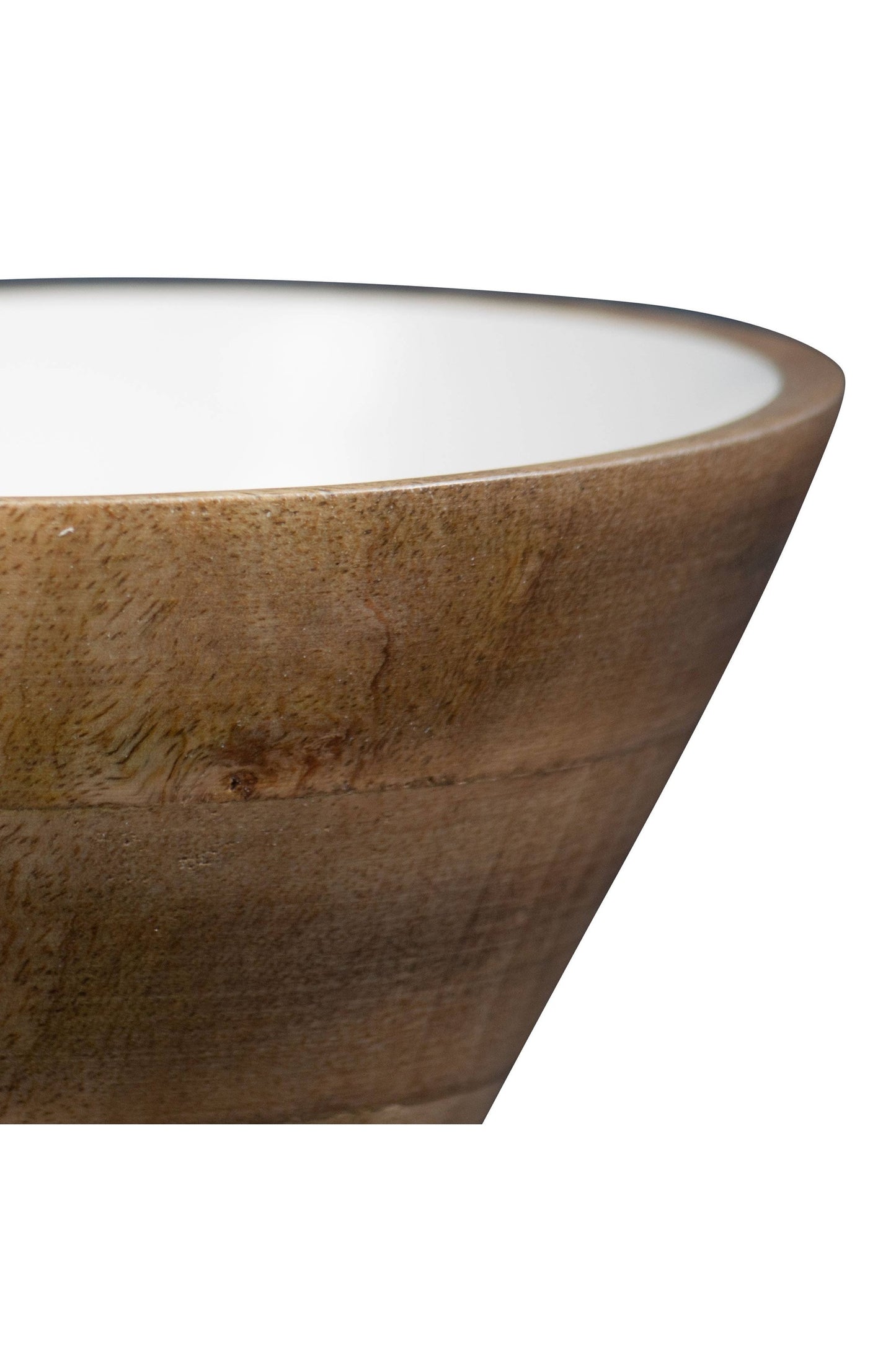 Mabel White Enamel Interior Natural Wood Serving Dip Bowl