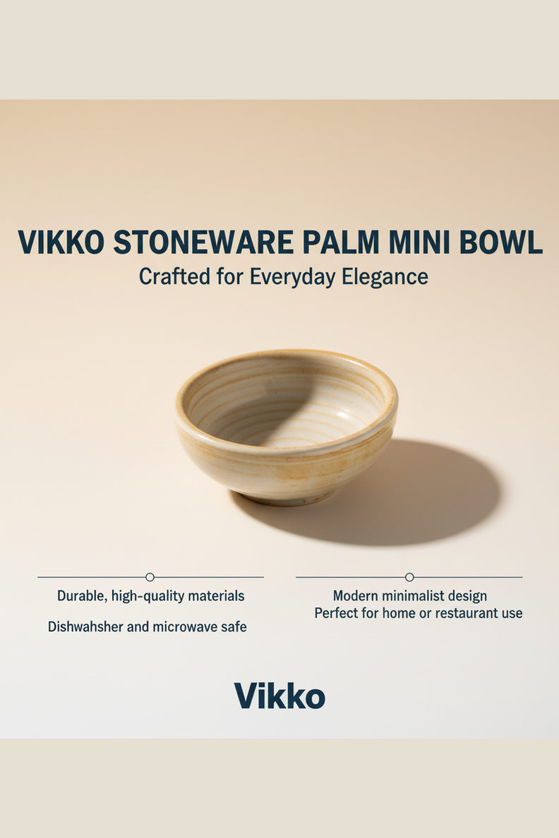 Vikko Stoneware Palm Mini Bowl Cream White Speckled Brown