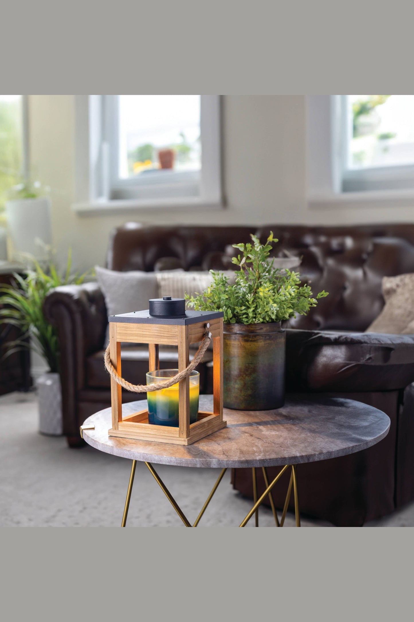 Wood & Rope Candle Warmer Lantern