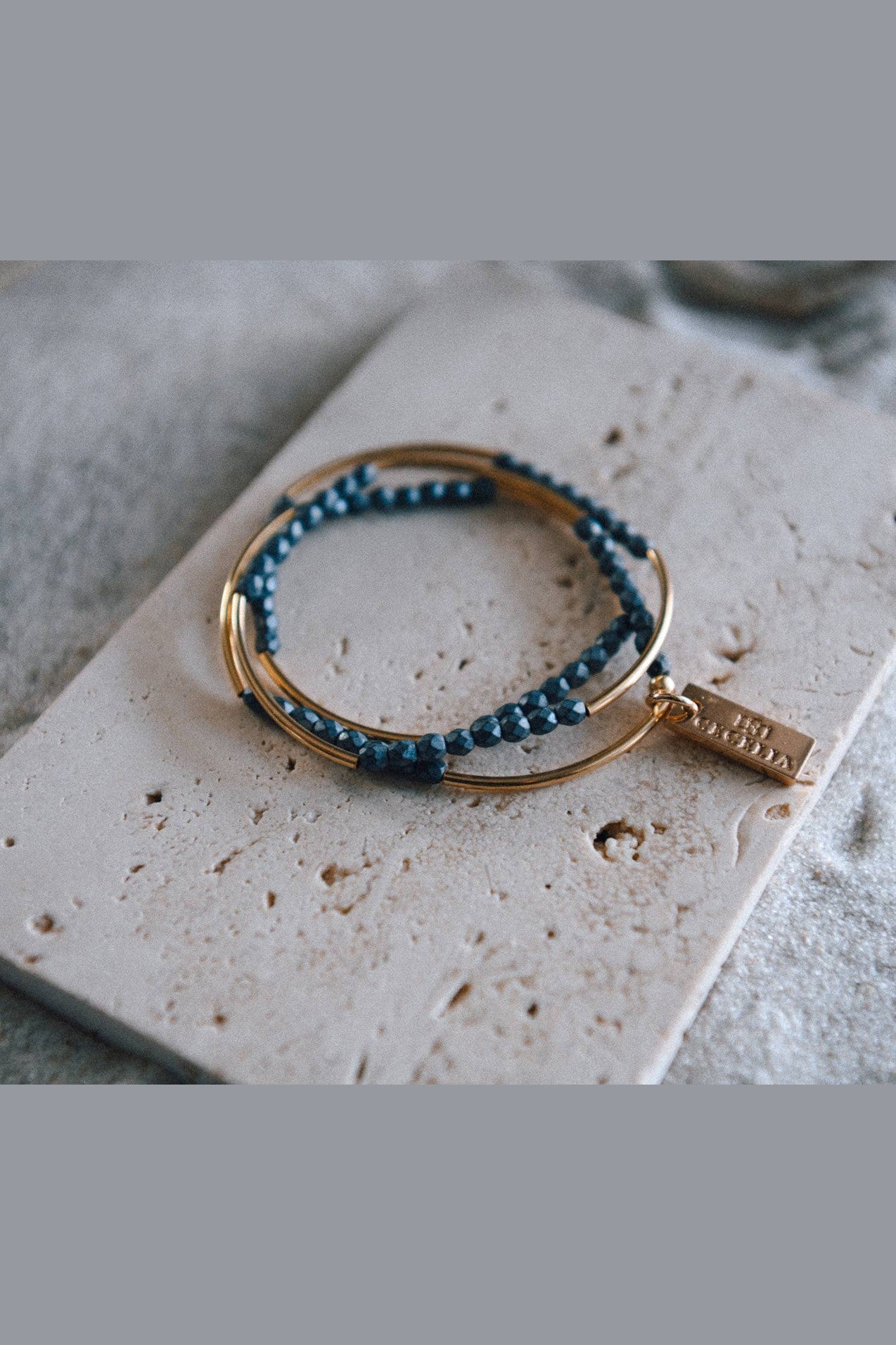 Gold & White Beaded Triple Wrap Bracelet
