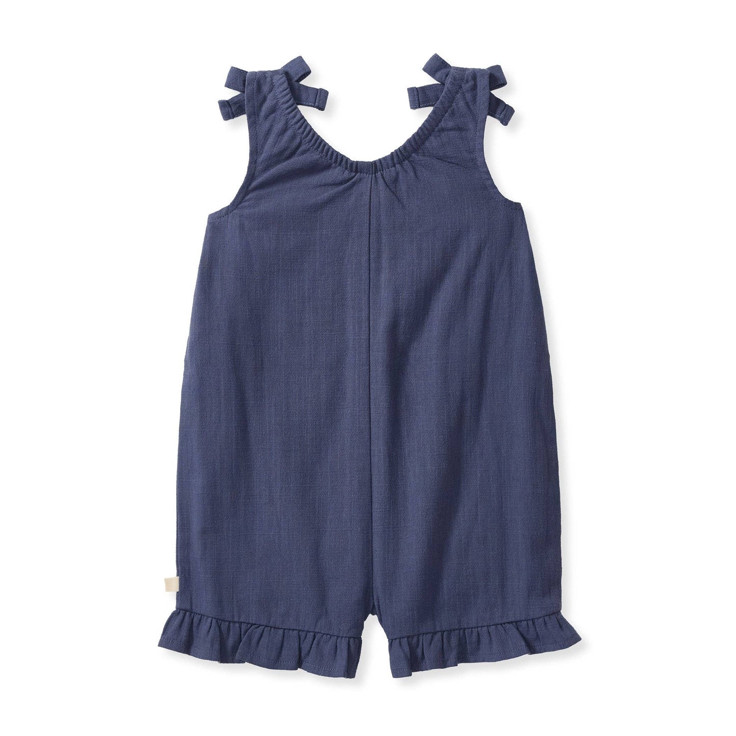 Check Gauze Blue Girl Romper - Blue Smoke: 6-9M
