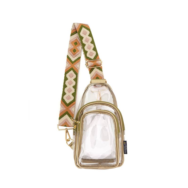 Clear Riley Sling | White/Skyblue/White Aztec Strap