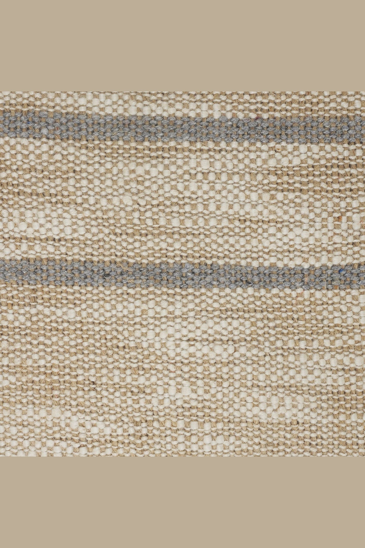 Coastal Cottage Minimalist Striped Throw Pillow with Fringe: Taupe/Blue / Poly Filled