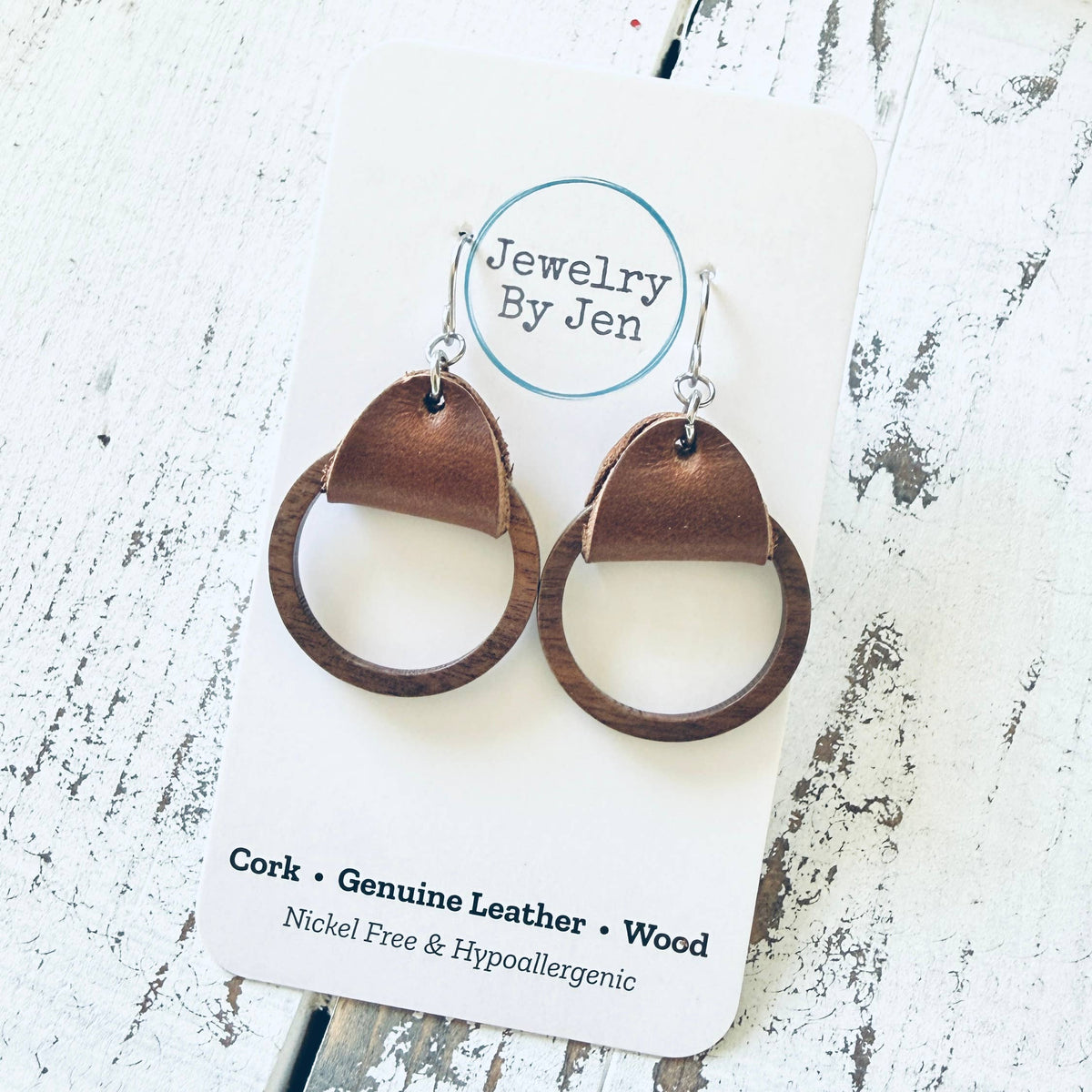 Wood Hoop Earrings: Brown