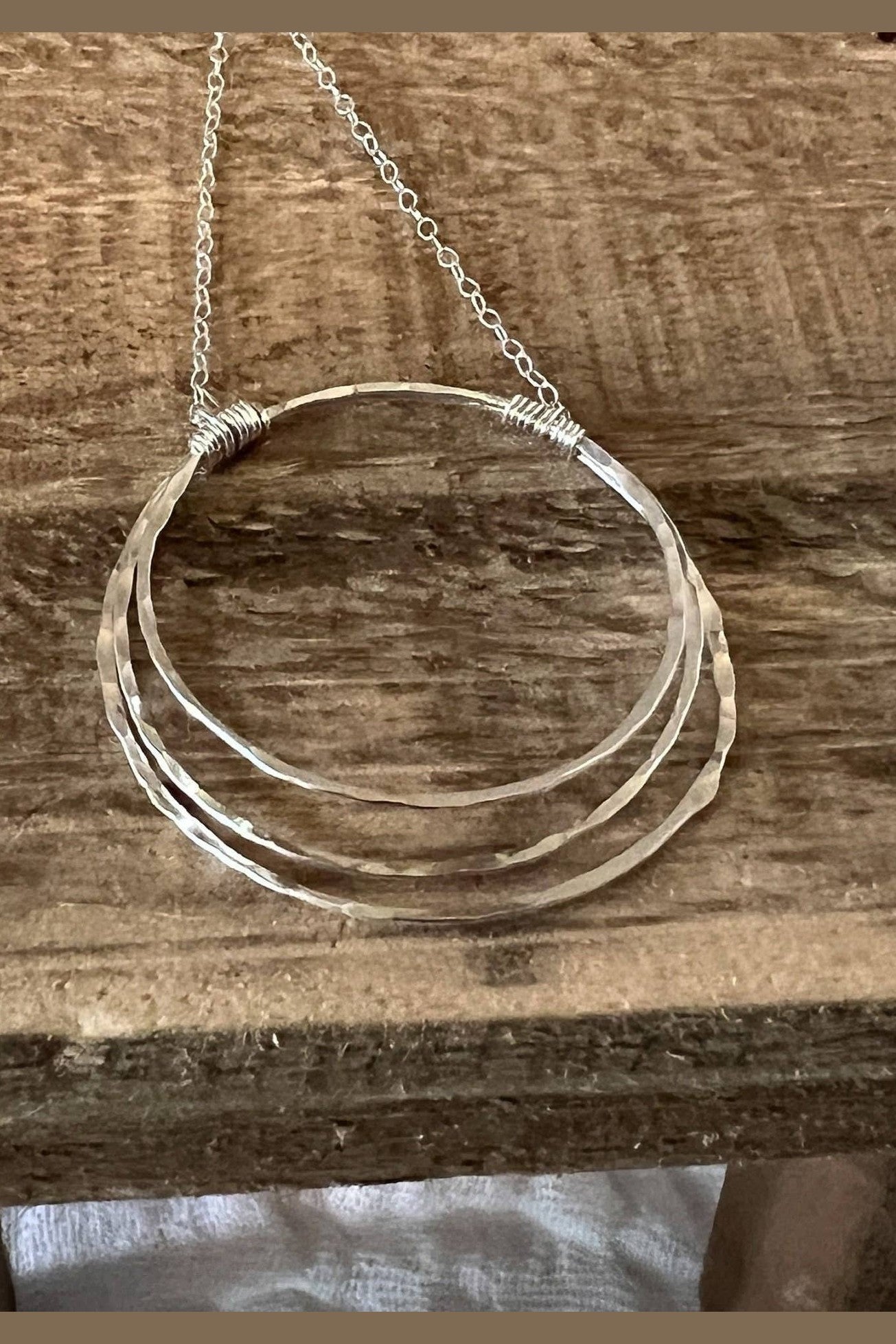 Triple Hammered Circle Necklace