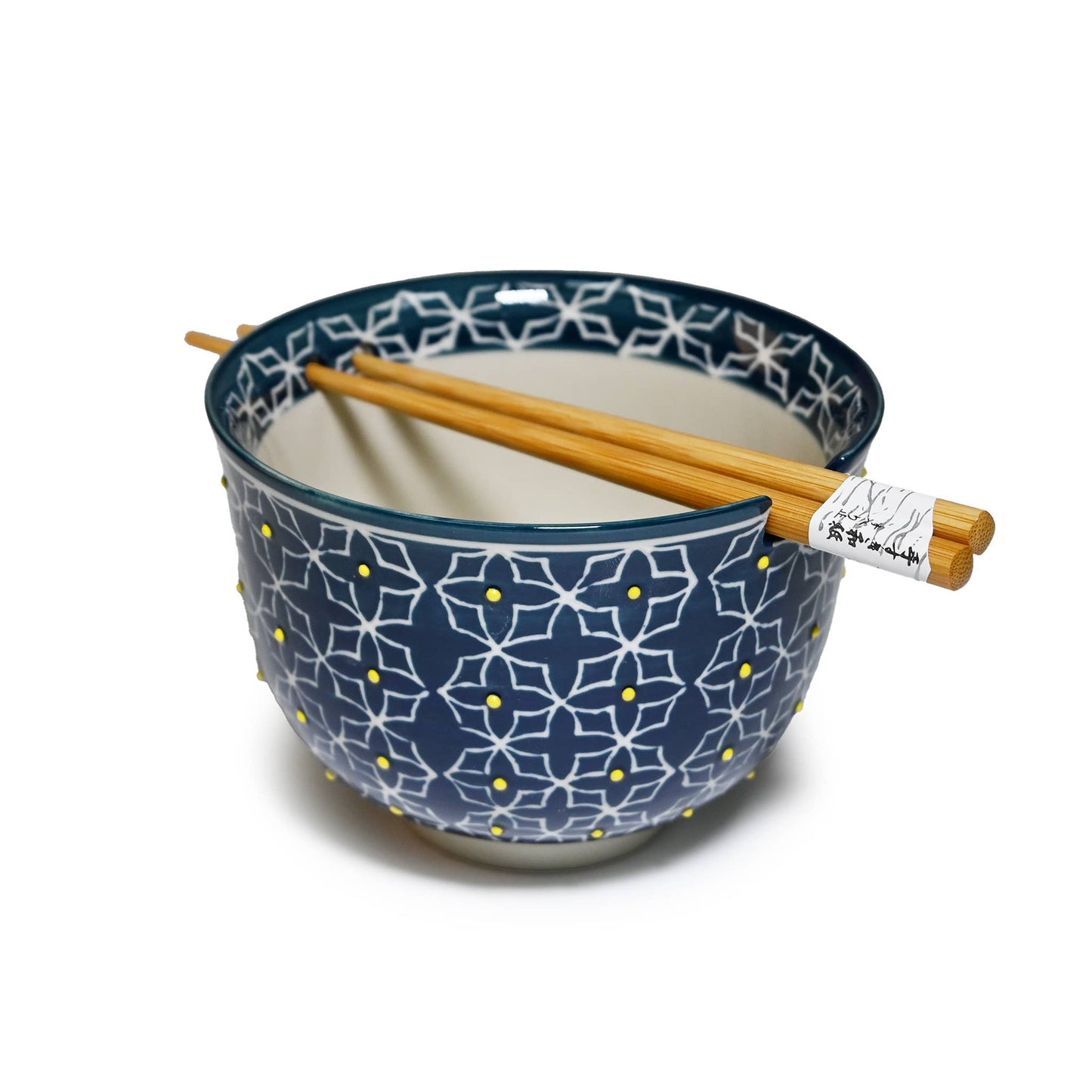 Navy Star Pattern Mira 5" Ramen Bowl w/ Chopsticks