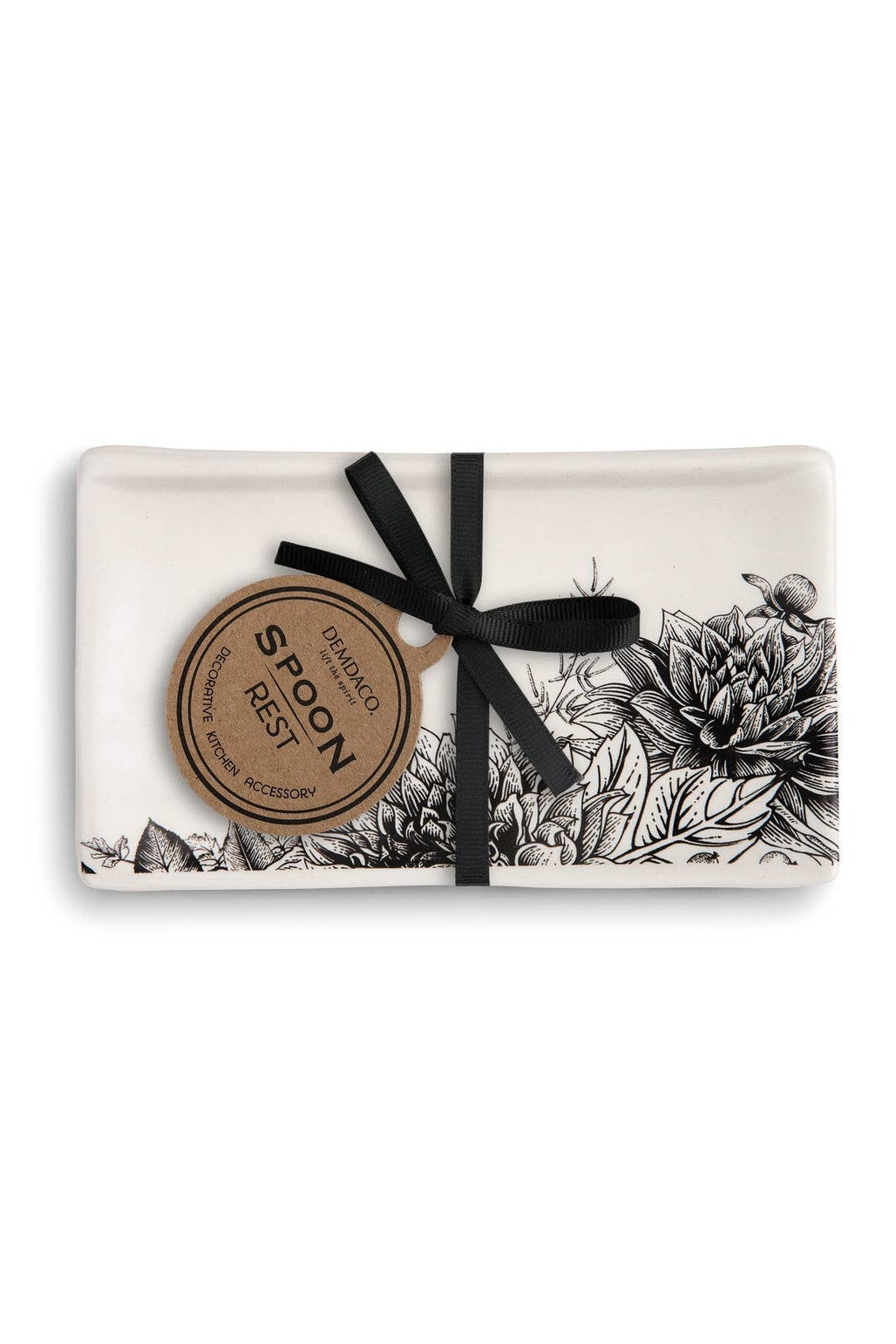 Black Floral Rectangle Spoon Rest