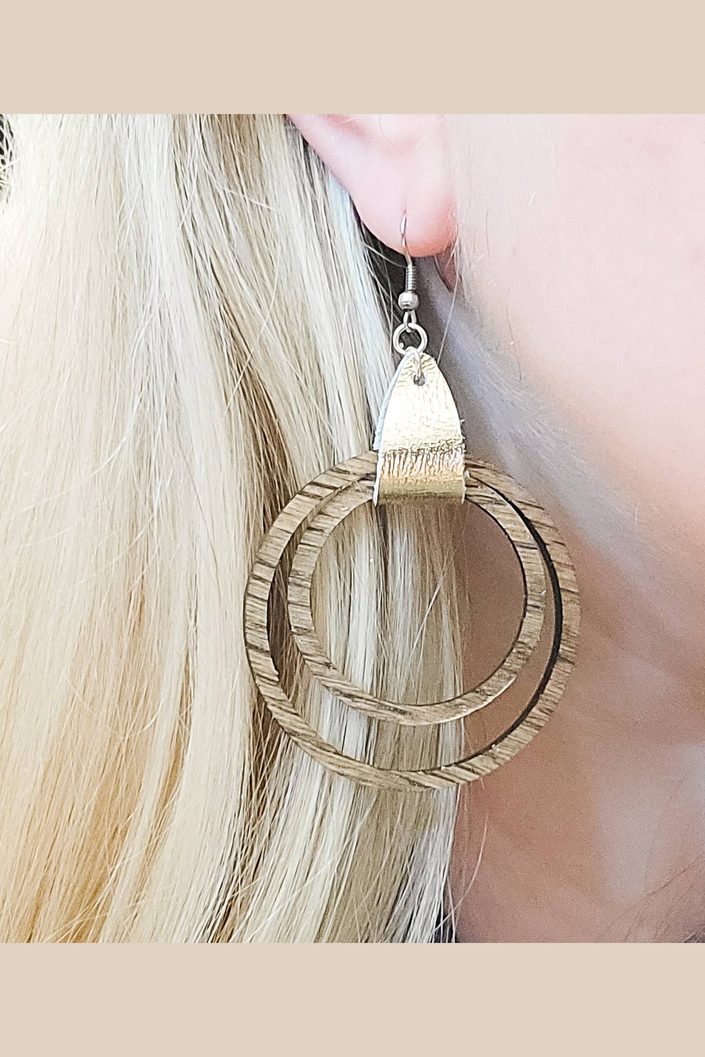Large Walnut Stained Wooden Hoop Earrings