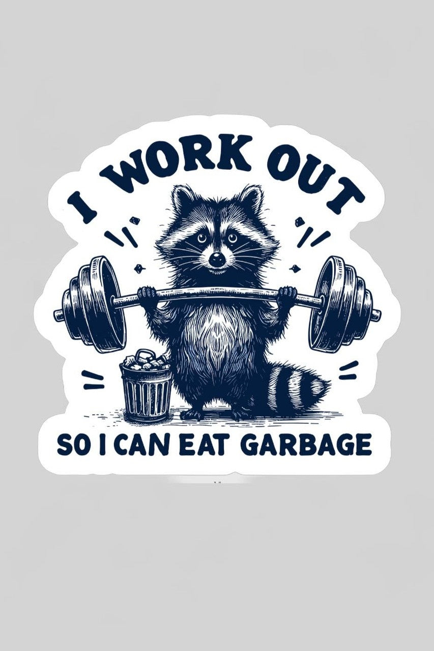 I Work Out Raccoon Sticker