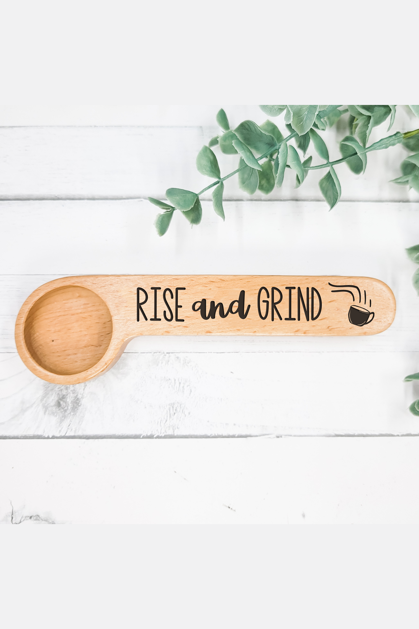 Rise and Grind - Engraved Coffee Scoop + Bag Clip