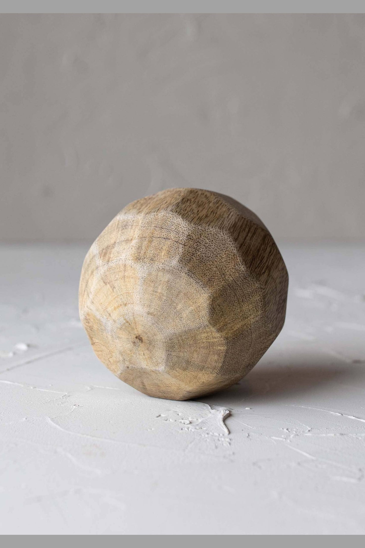 Luna Carved Geometric Natural Wood Deco Ball