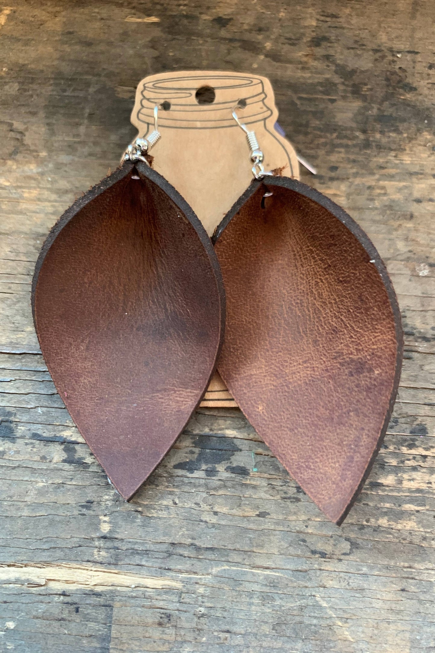 Brown Rustic Nubuck Leather Earring