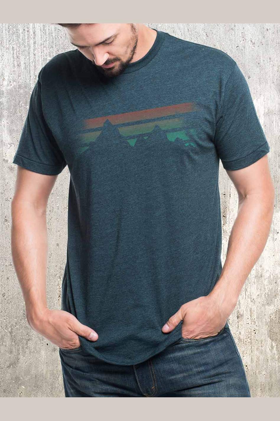 Mountain Fade T-Shirt: Black Aqua
