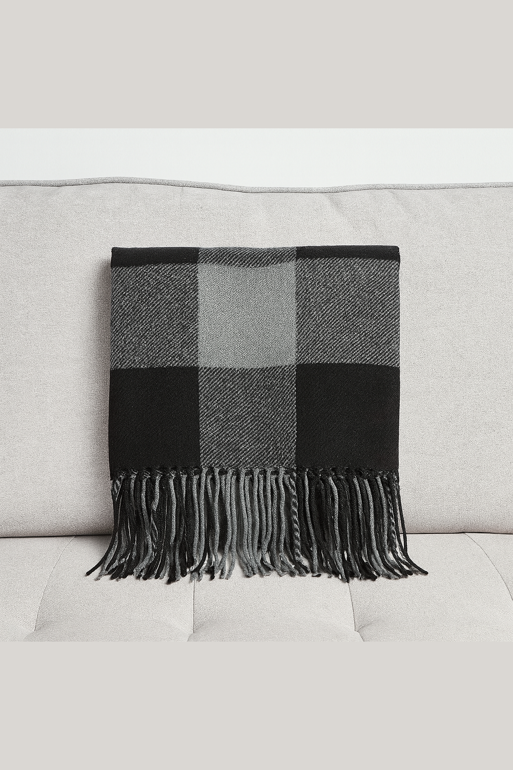Classic Buffalo Plaid Decorative Throw Blanket: Black