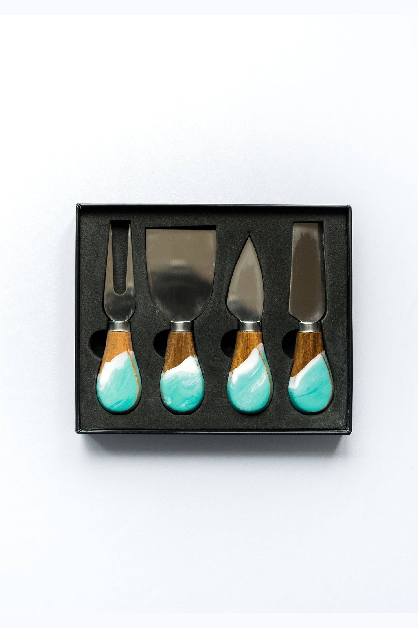 Resin Coated Cheese Knife Set - Set of 4 - Gold Quartz