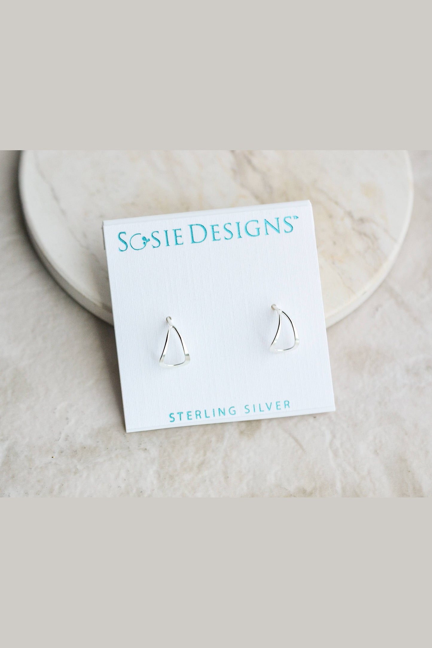 Silver Half Petal Hoop Stud Earrings