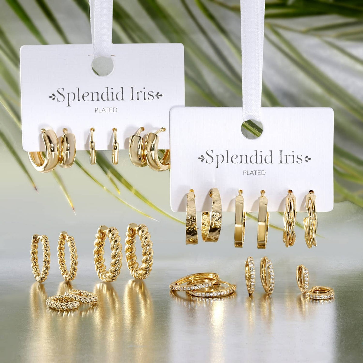 3 Pairs Gold Delicate Pavé Huggies
