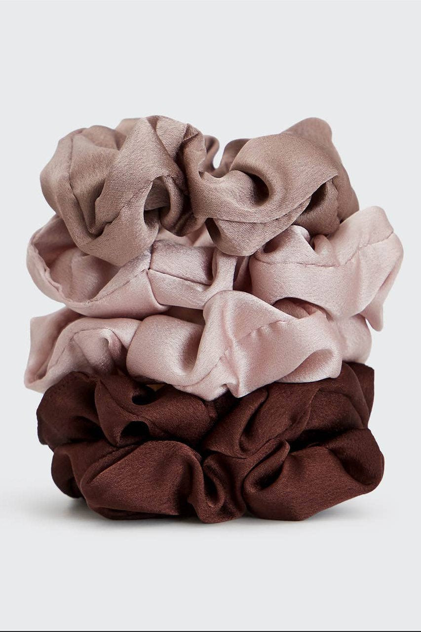 Satin Sleep Scrunchies 5pc- Cameo