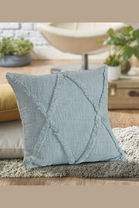 Roston Solid Decorative Diamond Tufted Cotton Throw Pillow: Sky Blue / 20" x 20" / Poly Filled