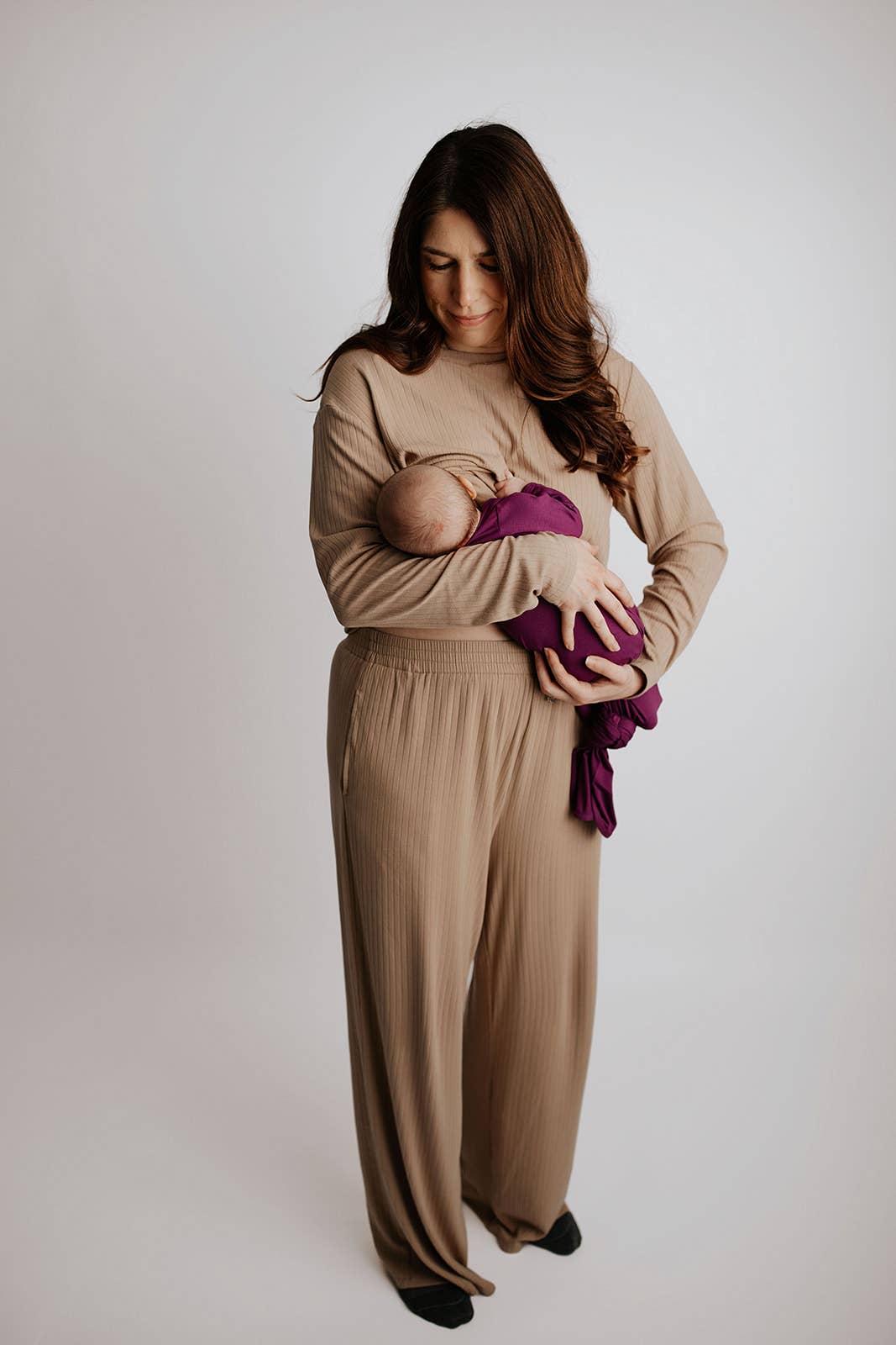 Plum Purple Knotted Newborn Baby Gown : Plum Gown With Bow