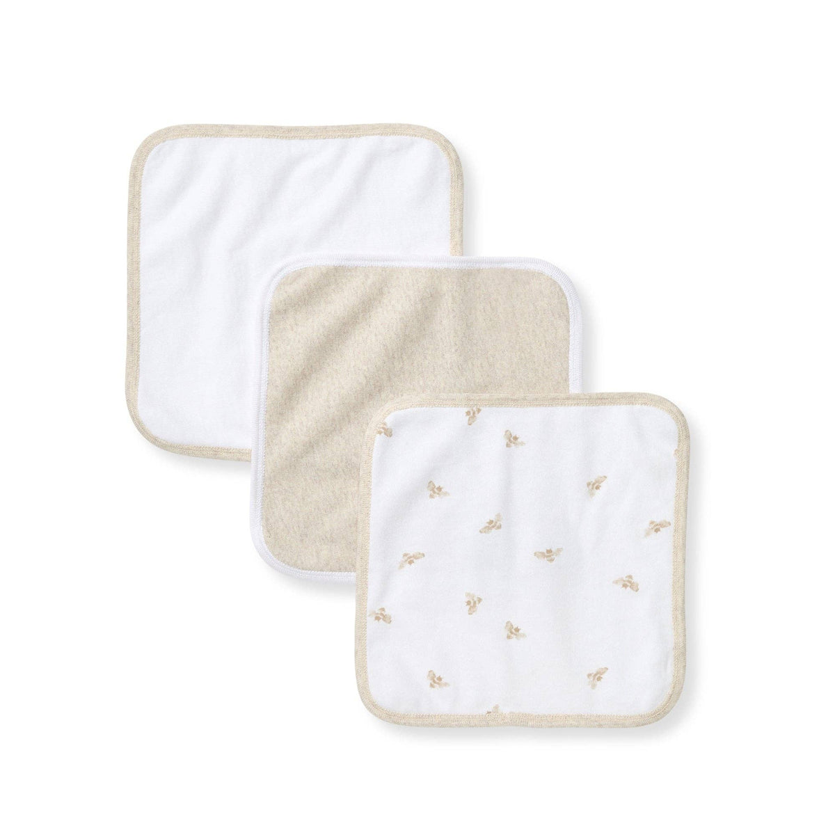 Golden Bee Organic Cotton Knit Terry Washcloths 3 Pack: Oatmeal