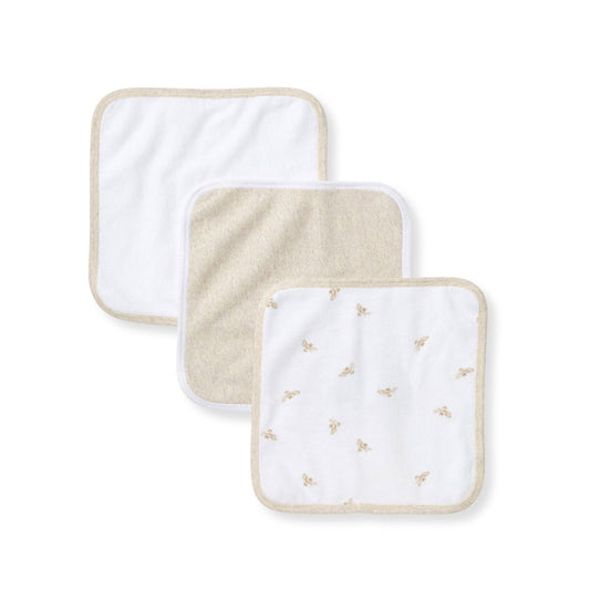 Golden Bee Organic Cotton Knit Terry Washcloths 3 Pack: Oatmeal