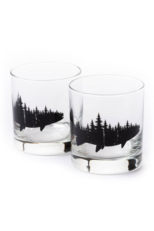 Fish and Forest Whiskey Glasses