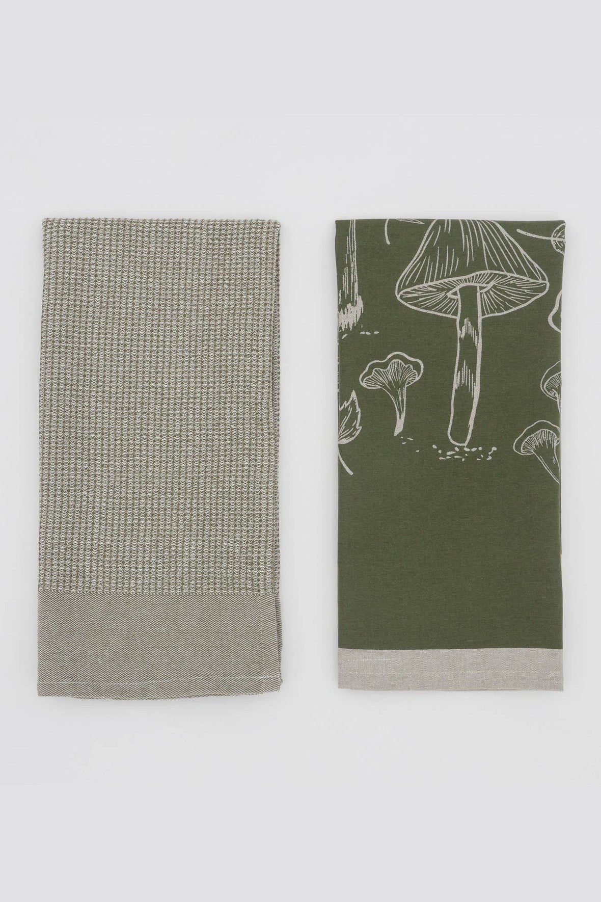 Mushroom Waffle Tea Towel Set - Green