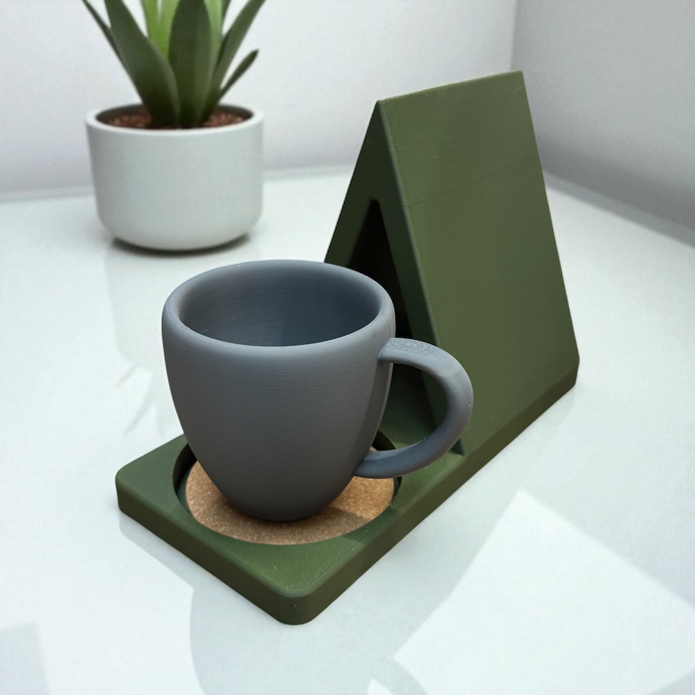 Book Stand Place Holder with Coaster: Gray