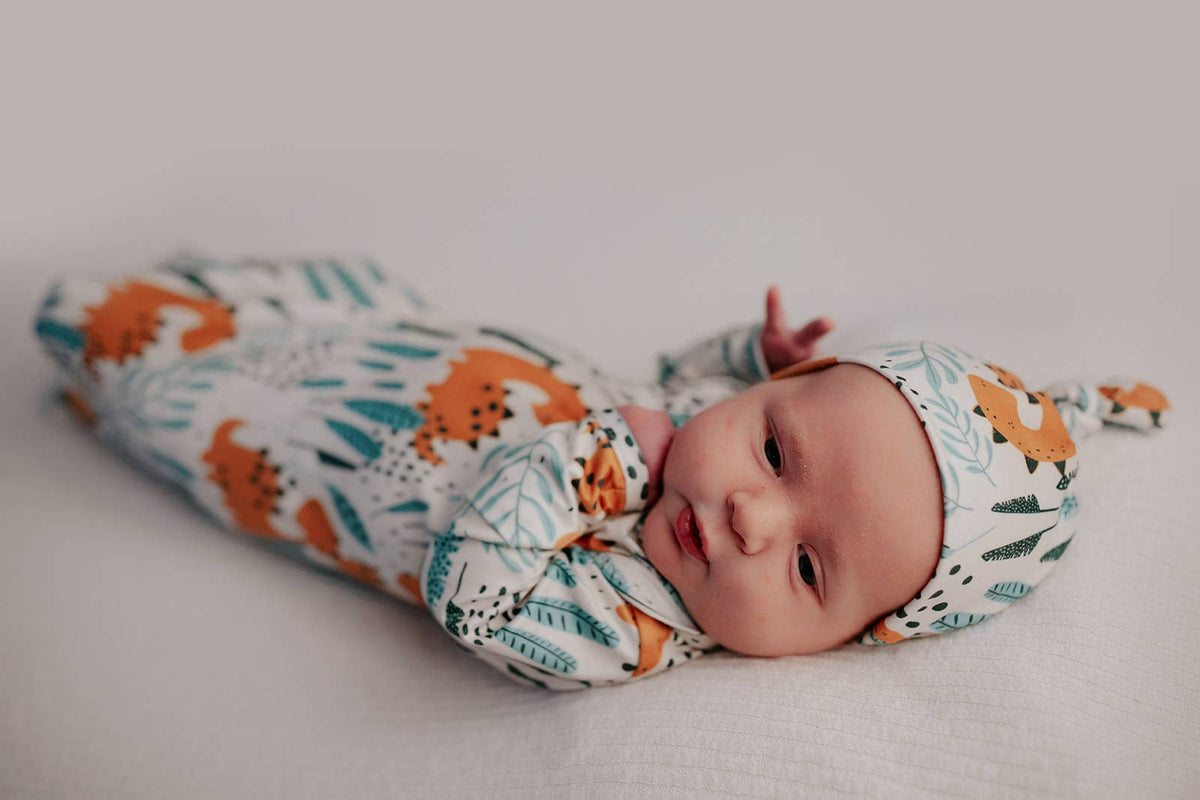 Dinosaur Animal Print Zoo Knotted Gown: Gown & Hat