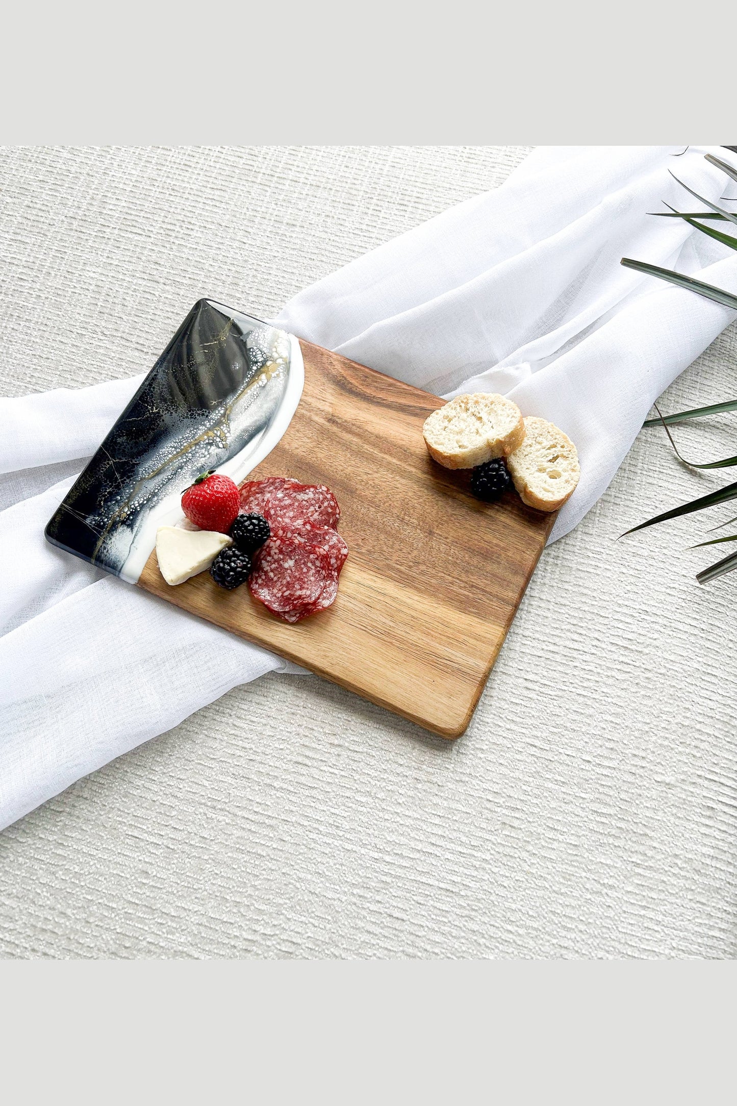 Wood Resin Date Night Cheese Charcuterie Board - Gold Quartz