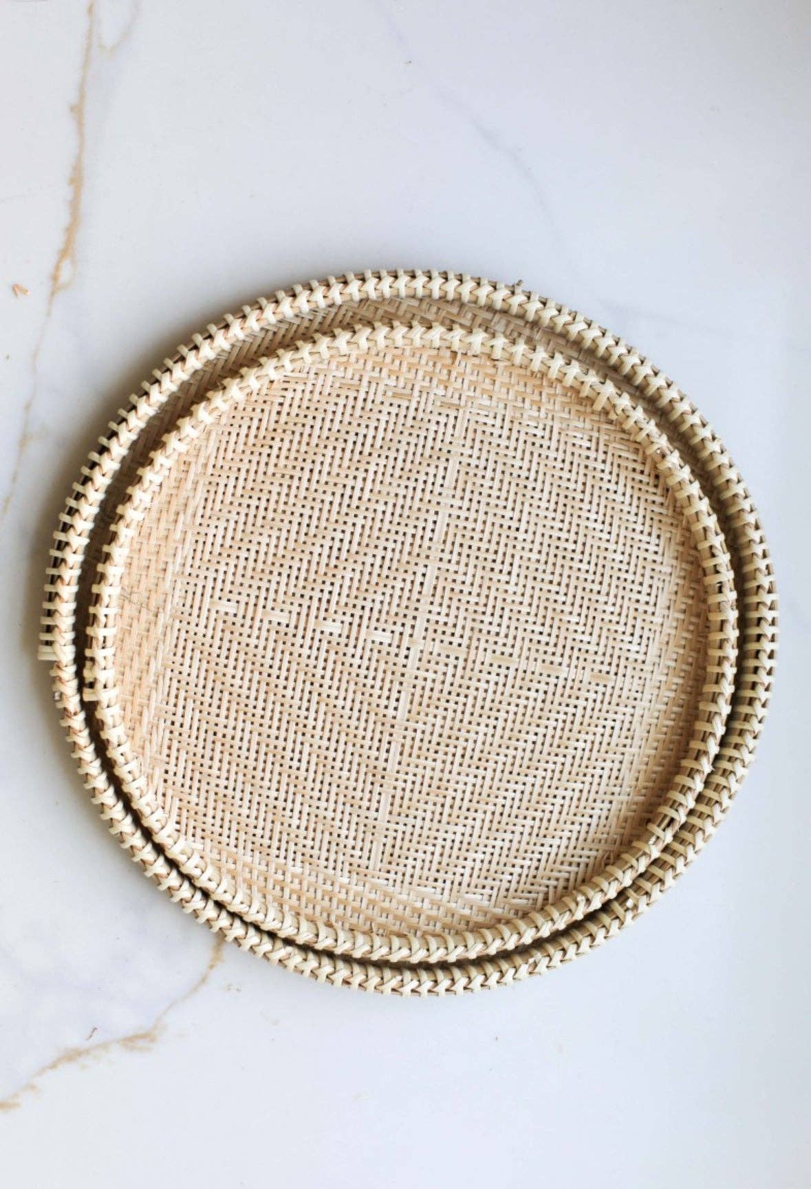 Small Bamboo Woven Round Tray