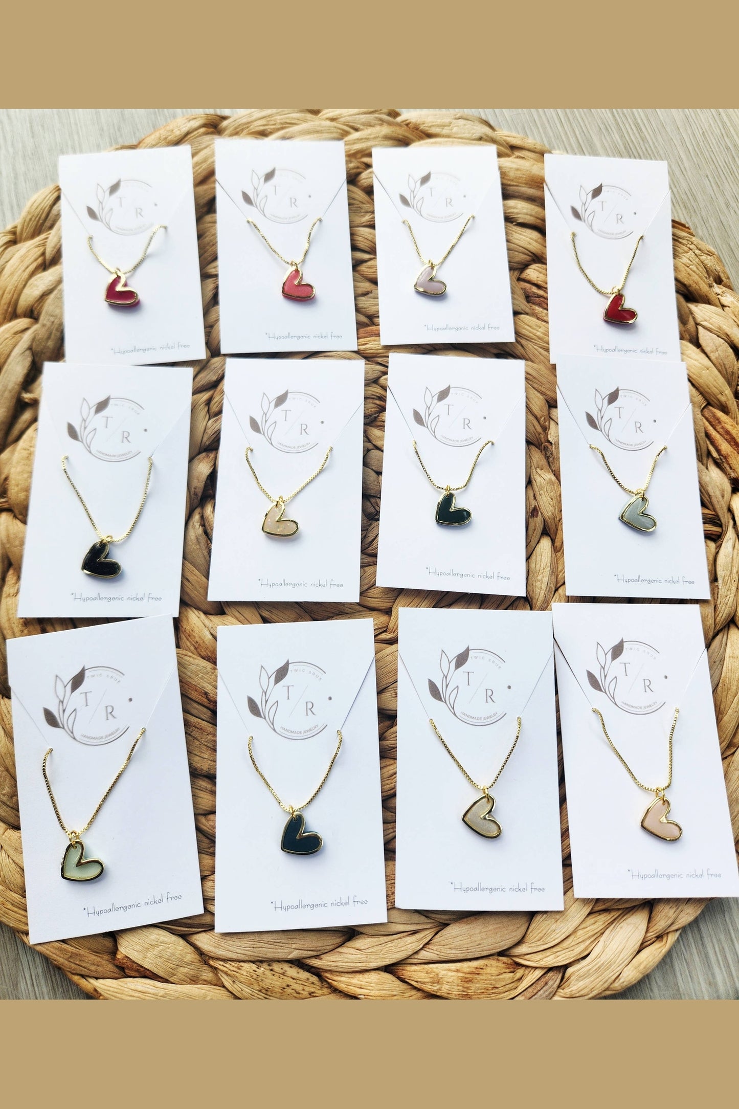 Gold heart necklace: Teal