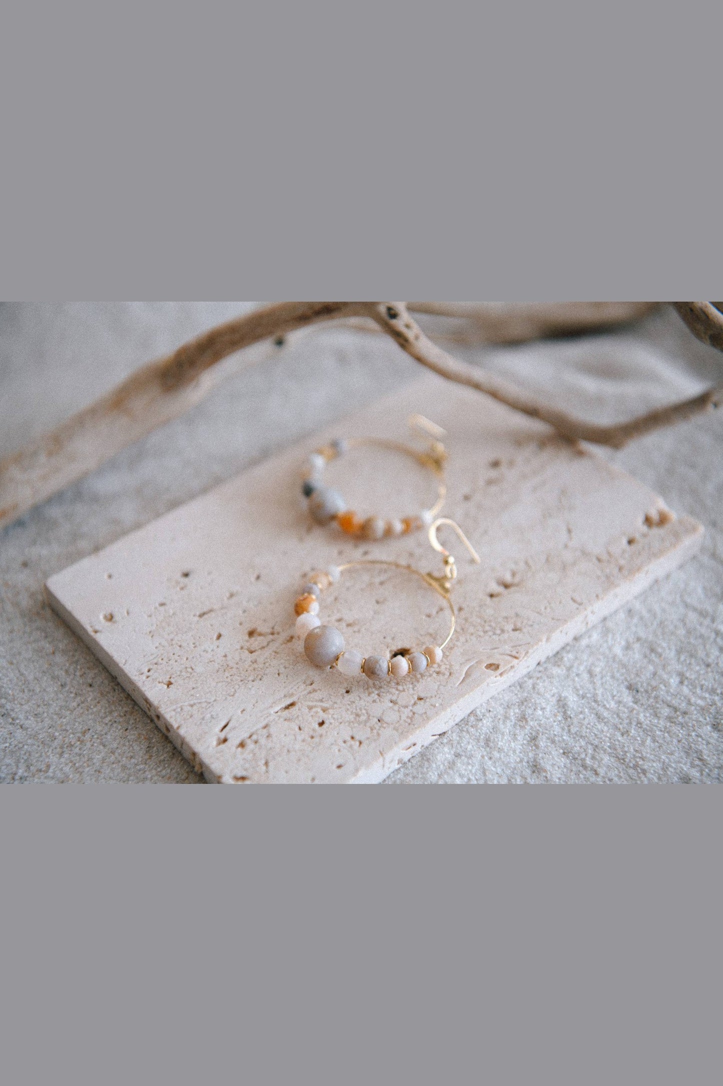 Black Agate Harmony Gemstone Hoop Earrings