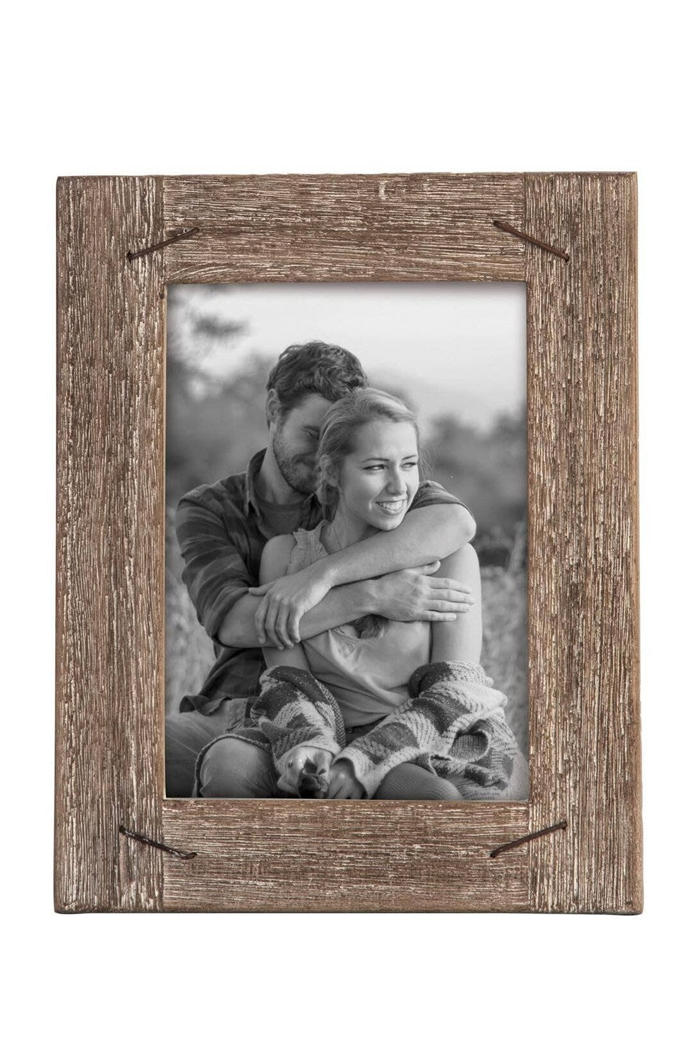 5x7 Photo Weathered Wood Picture Frame With Nail Accents