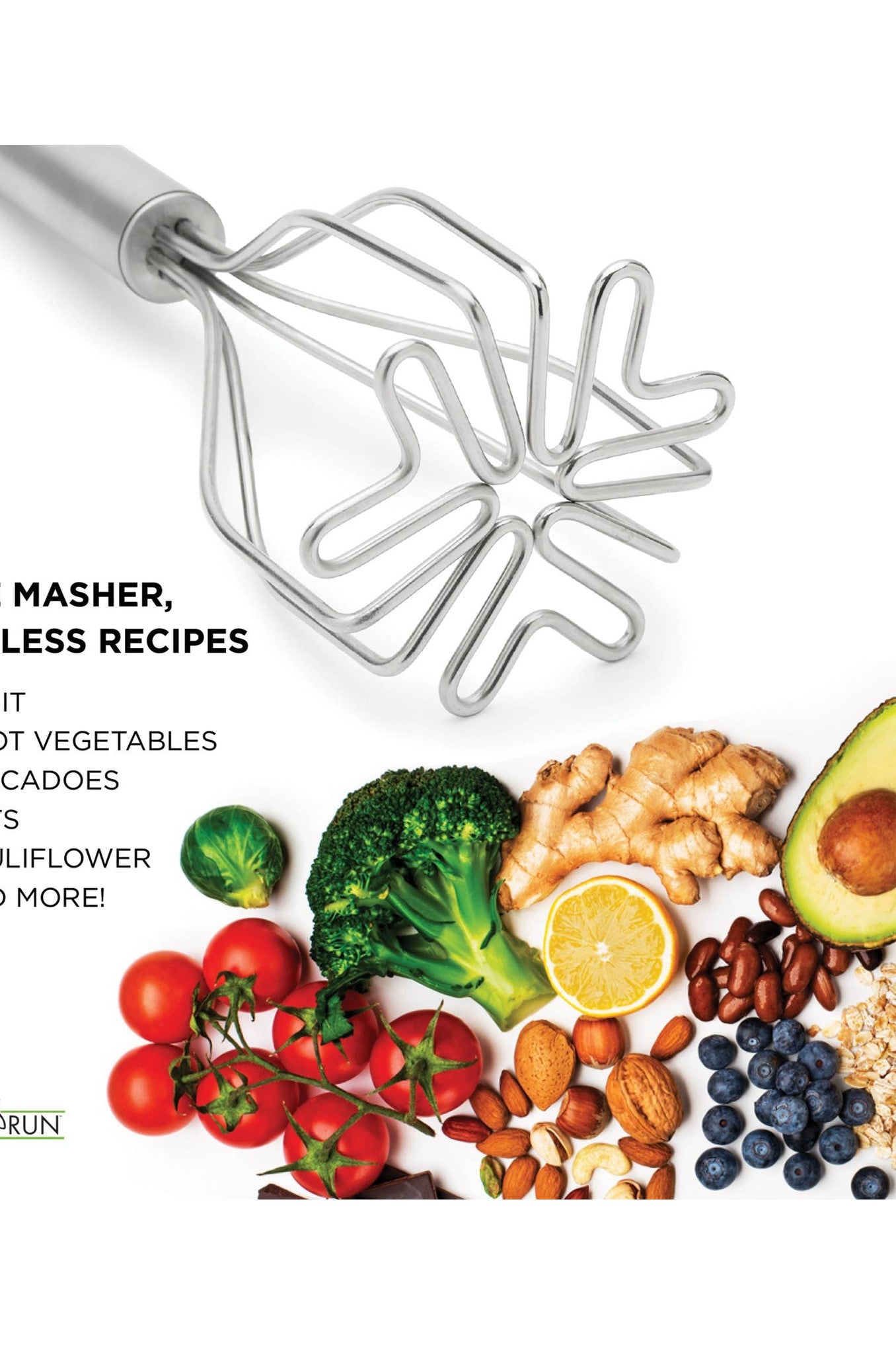 Fox Run 2-in-1 Mixer Stainless Steel Potato Masher, 10.5"
