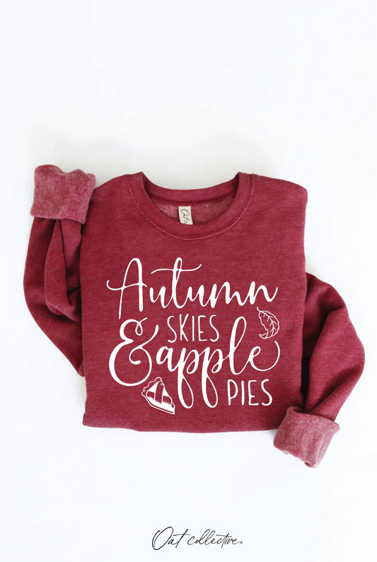 AUTUMN SKIES AND APPLE PIES Graphic Sweatshirt: MAROON