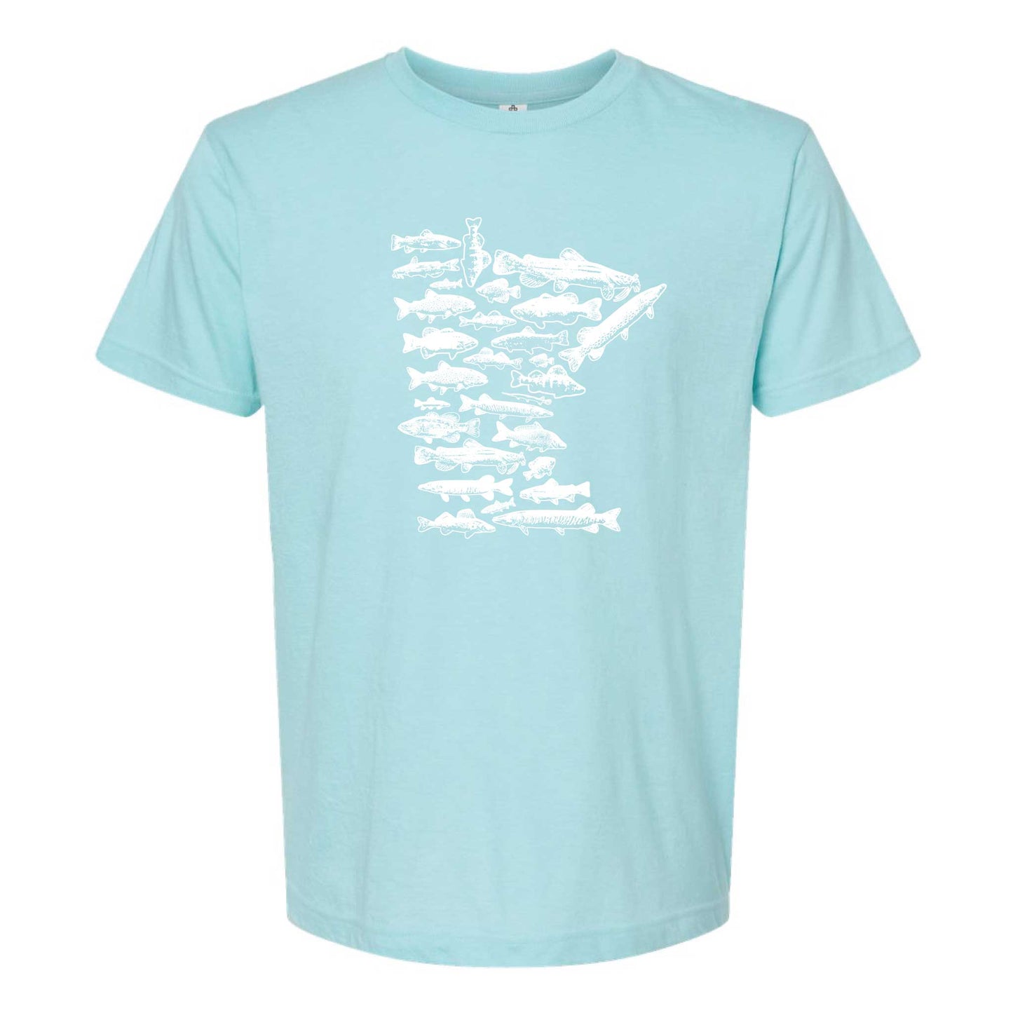 Fish Stamp Minnesota T-Shirt: Heather Summer Blue