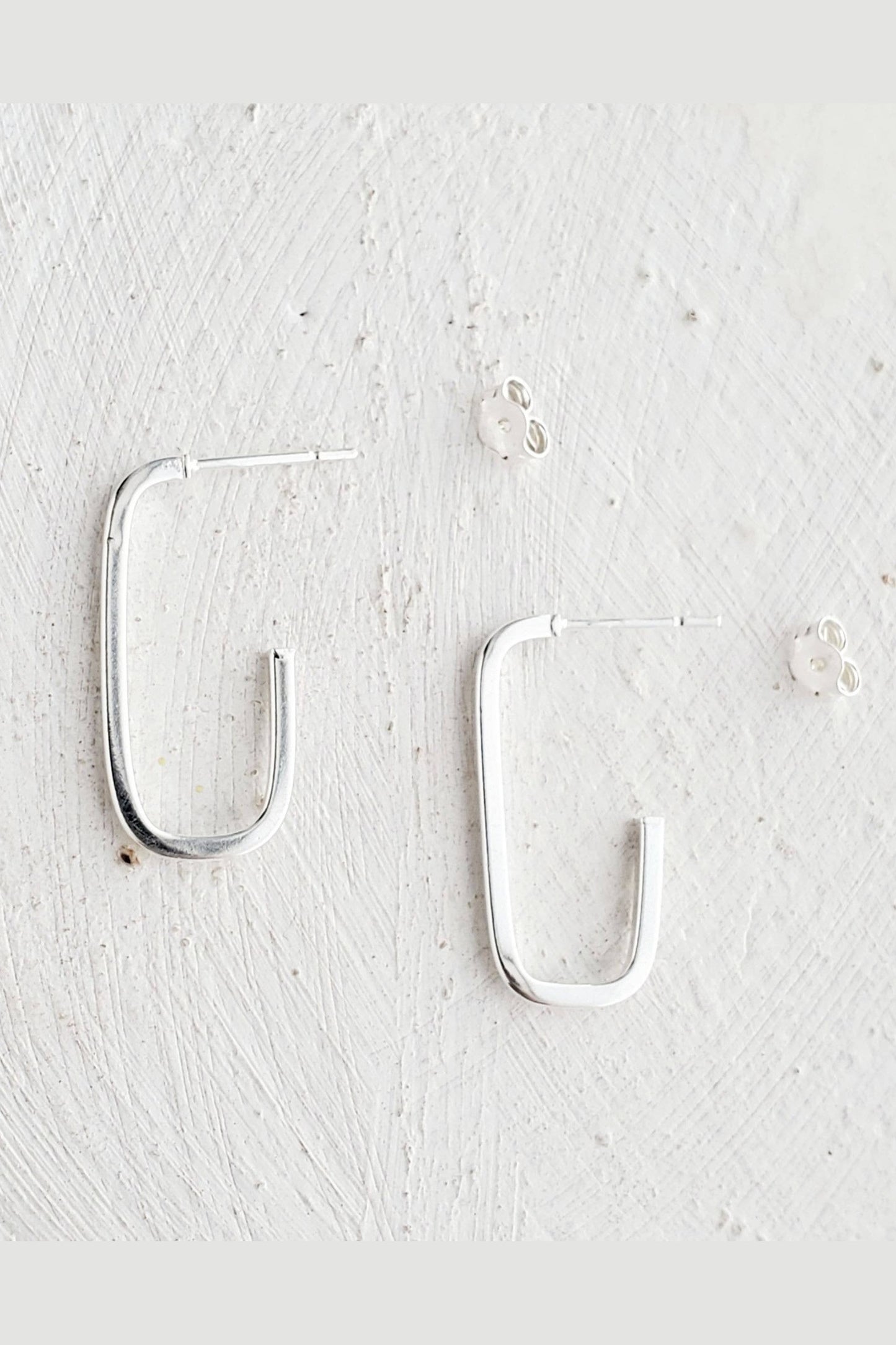 Silver Oval Hoop Studs