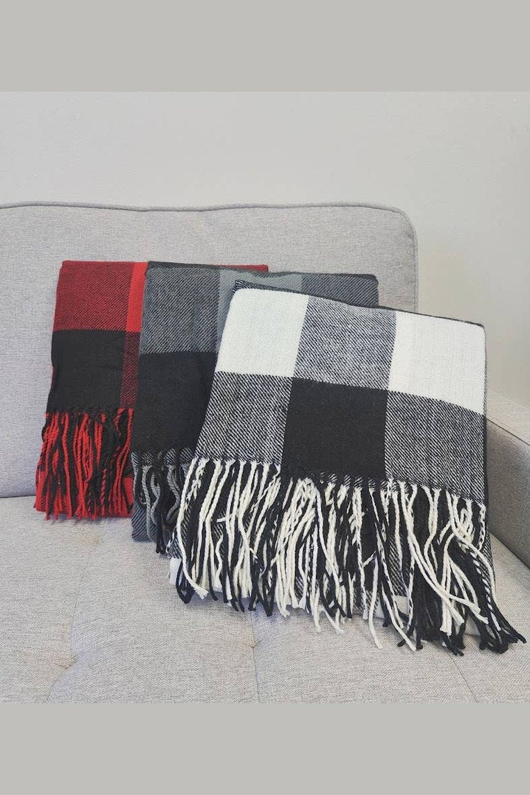 Classic Buffalo Plaid Decorative Throw Blanket: Grey