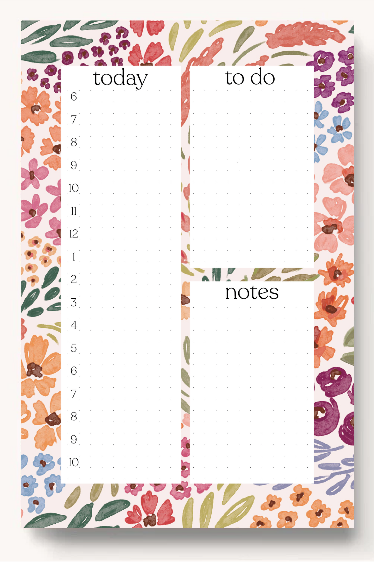 Floral Daily Planner Notepad: Sunny Poppies