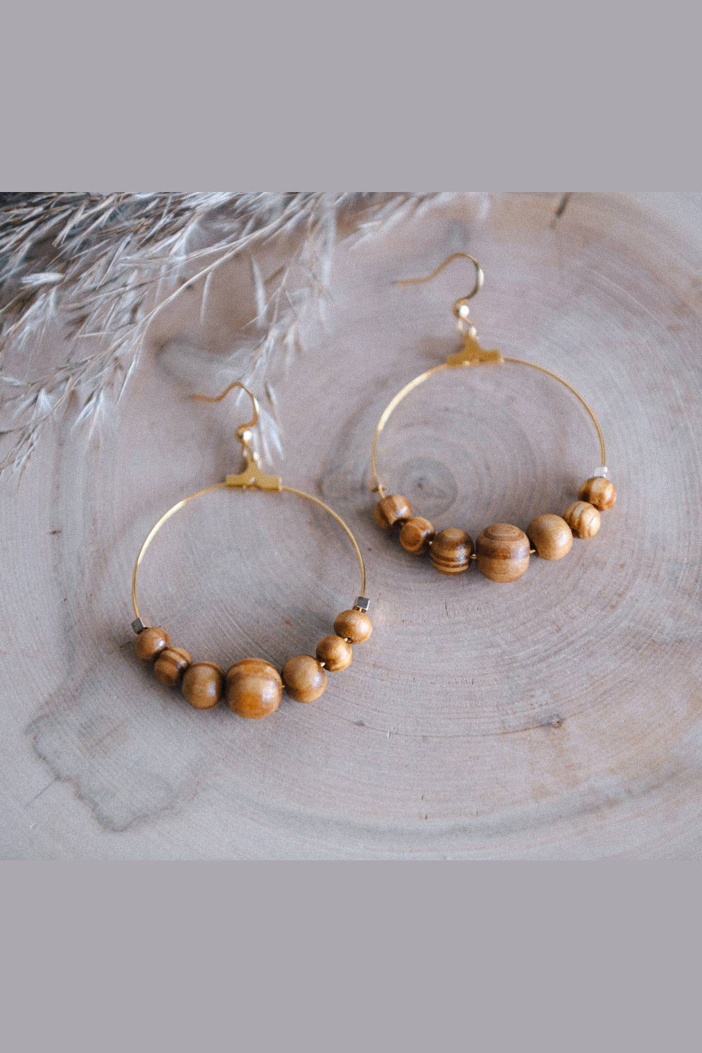 Ivory Round Lightweight Boho Hoop Earrings