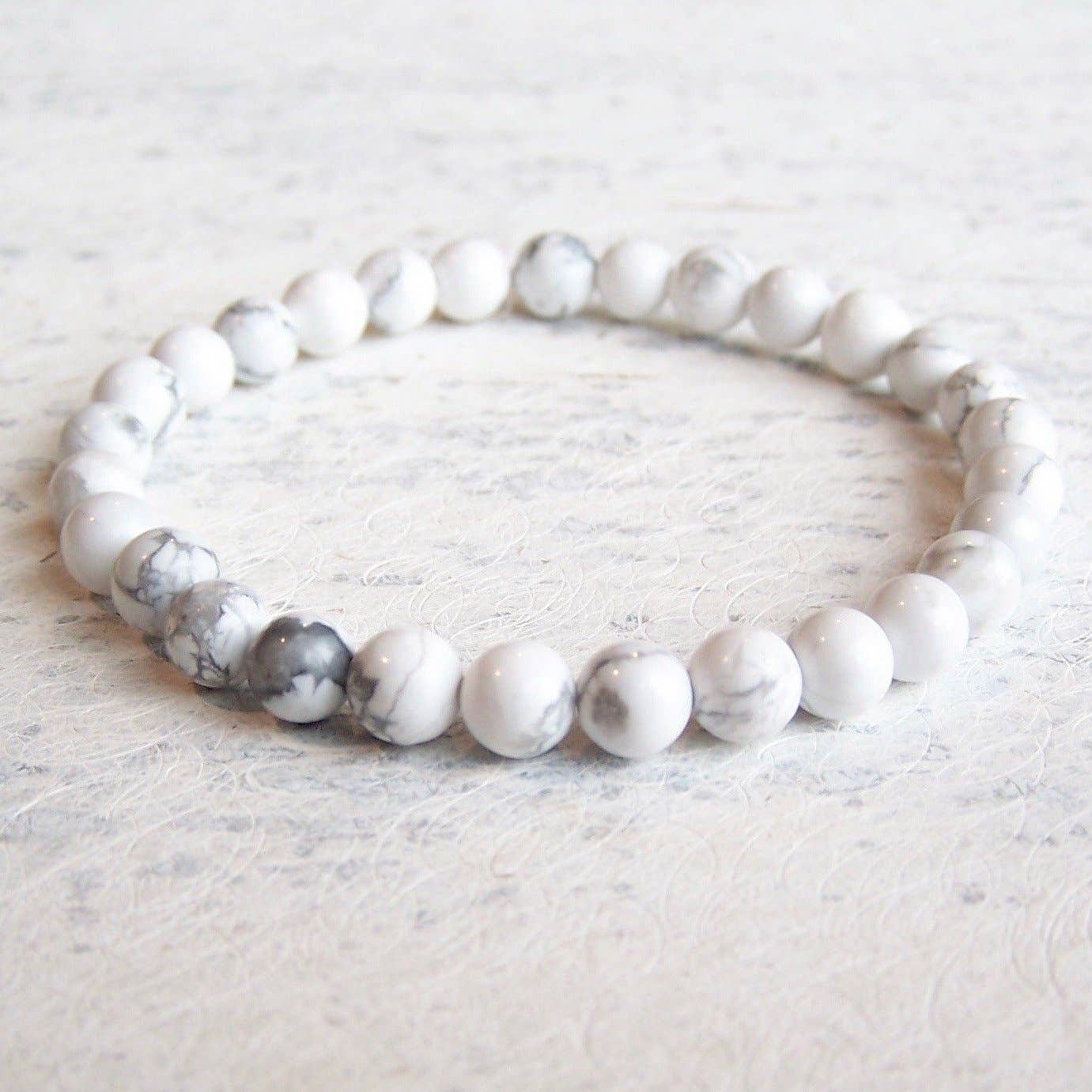 Black & White Gemstone Elastic Bracelets - Set of 4