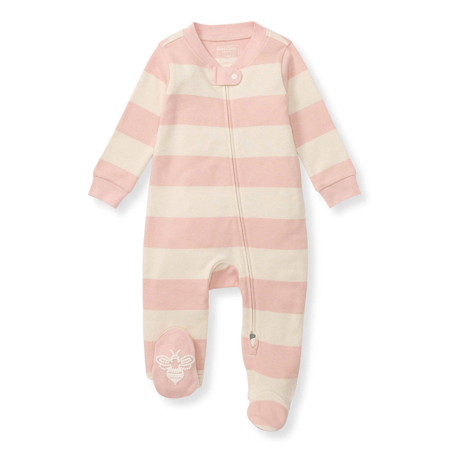 Rugby Stripe Organic Cotton Sleep & Play - Pink Sand / 3-6 Months